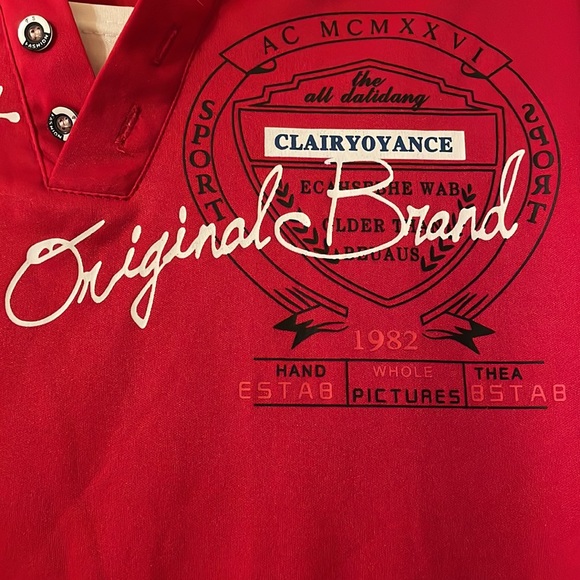 Vintage Haoding DST Brand, 3 buttons, short sleeve, silky soft red shirt (mlb) - Picture 4 of 9